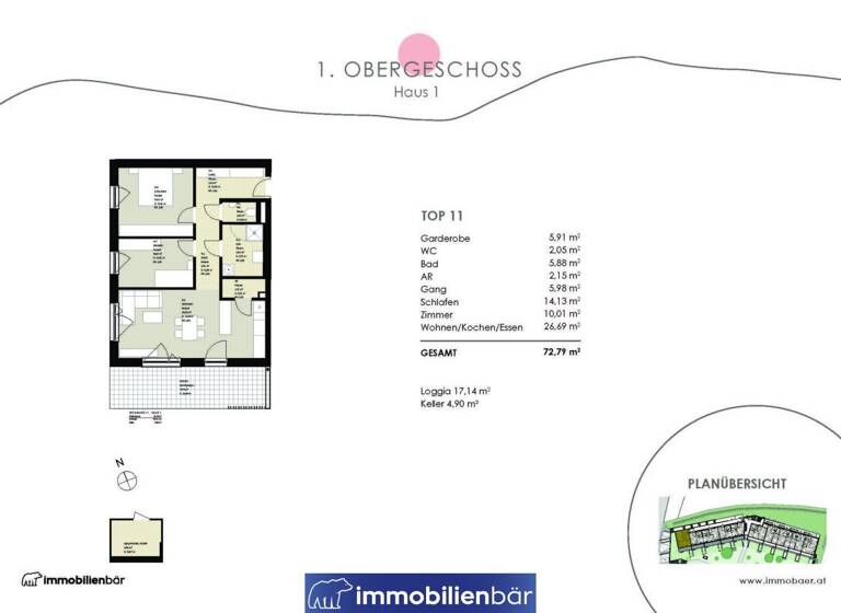 Wohnung zum Kauf - Erstbezug 351.000 € 3 Zimmer 72,8 m² 1. Geschoss Kienzlstraße 5 Bad Schallerbach 4701