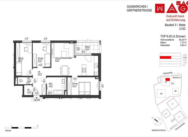 Wohnung zur Miete - Erstbezug 864 € 4 Zimmer Gunskirchen 4623