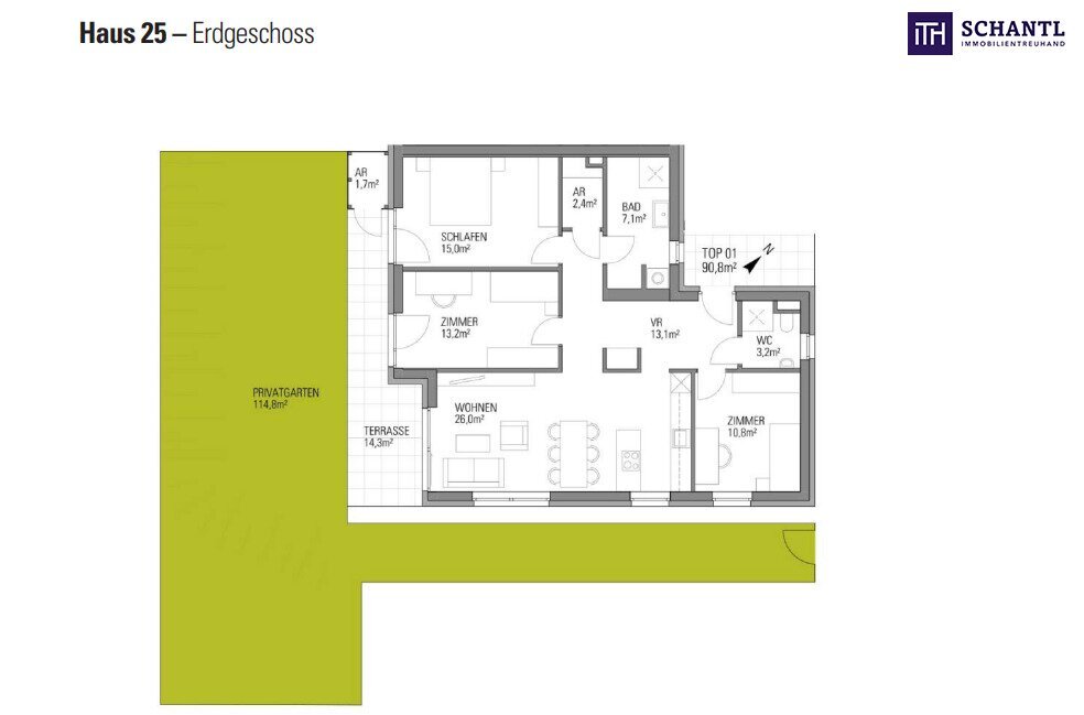 Wohnung zum Kauf provisionsfrei 399.000 € 4 Zimmer 91 m²<br/>Wohnfläche EG<br/>Geschoss Kumberg 8062