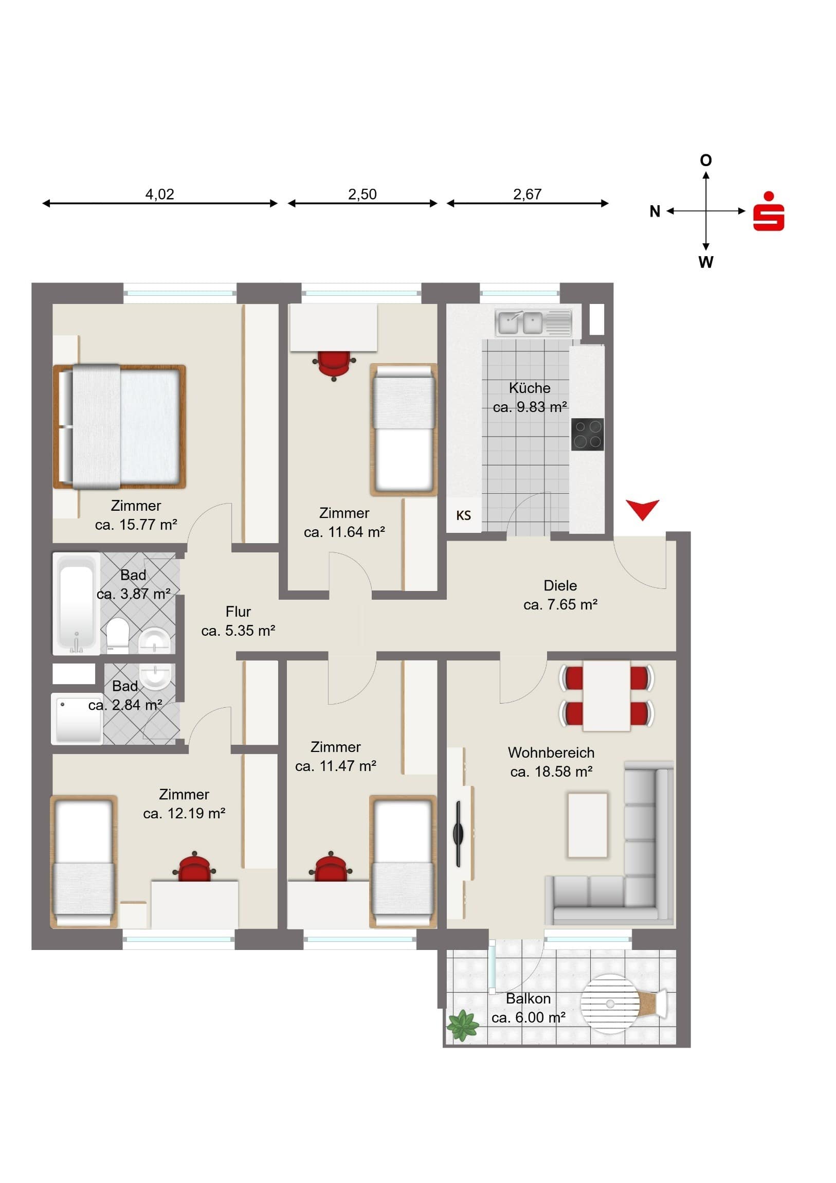 Wohnung zum Kauf 219.000 € 5 Zimmer 102 m²<br/>Wohnfläche Innenstadt Osterholz-Scharmbeck 27711