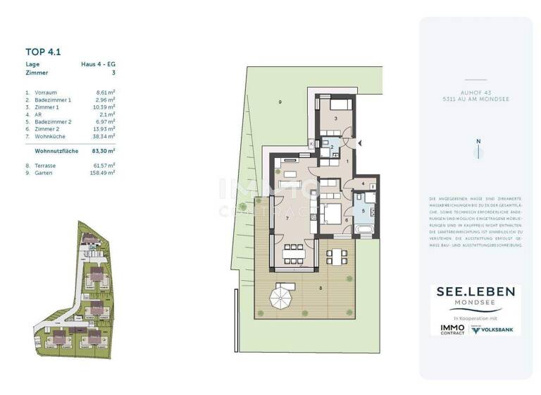 Wohnung zum Kauf - Erstbezug provisionsfrei 995.000 € 3 Zimmer 83,3 m² EG Innerschwand am Mondsee 5310