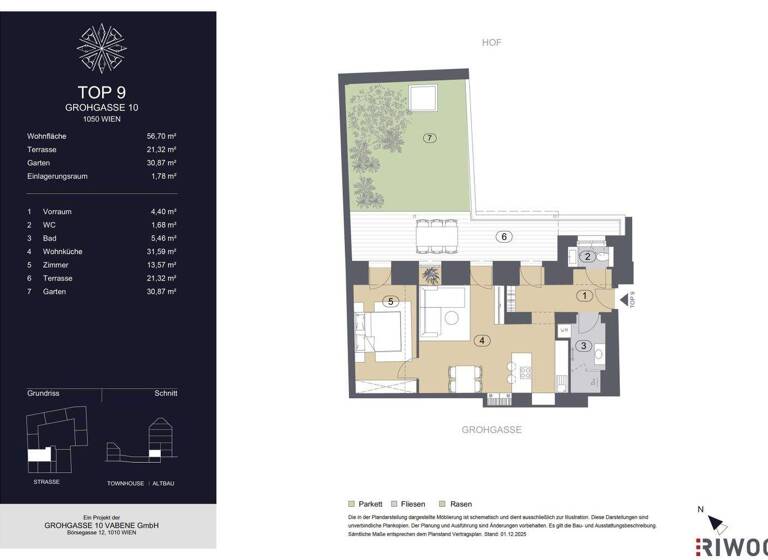 Wohnung zum Kauf - Erstbezug 625.000 € 2 Zimmer 56,7 m² EG frei ab sofort Grohgasse 10 Wien 1050