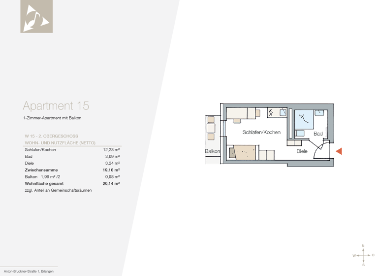Wohnung zur Miete 635 € 20,1 m² Anton-Bruckner-Straße 1 Erlangen-Süd Erlangen 91052