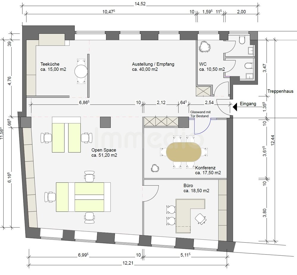 Bürogebäude zur Miete provisionsfrei 20,83 € 156 m²<br/>Bürofläche Innenstadt Frankfurt am Main 60313