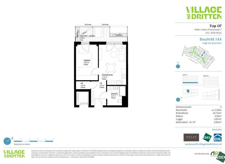 Wohnung zum Kauf 318.600 € 2 Zimmer 43,7 m² 1. Geschoss Wien 1030