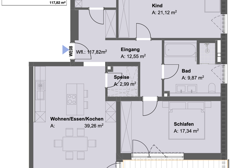 Penthouse zur Miete - Erstbezug 1.495 € 3 Zimmer 126,2 m² 2. Geschoss frei ab sofort Griesbach Bad Griesbach i.Rottal 94086