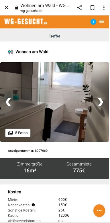 WG-Zimmer zur Miete 600 € 16 m² 2. Geschoss frei ab 01.11.2024 Bad Soden Bad Soden 65812