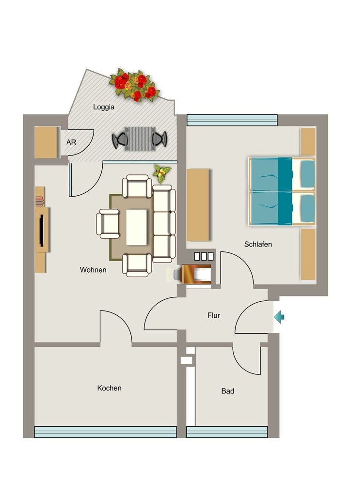 Wohnung zum Kauf provisionsfrei 160.000 € 2,5 Zimmer 49,6 m²<br/>Wohnfläche 1.<br/>Geschoss Am Zunder 13 Holthausen Düsseldorf 40589