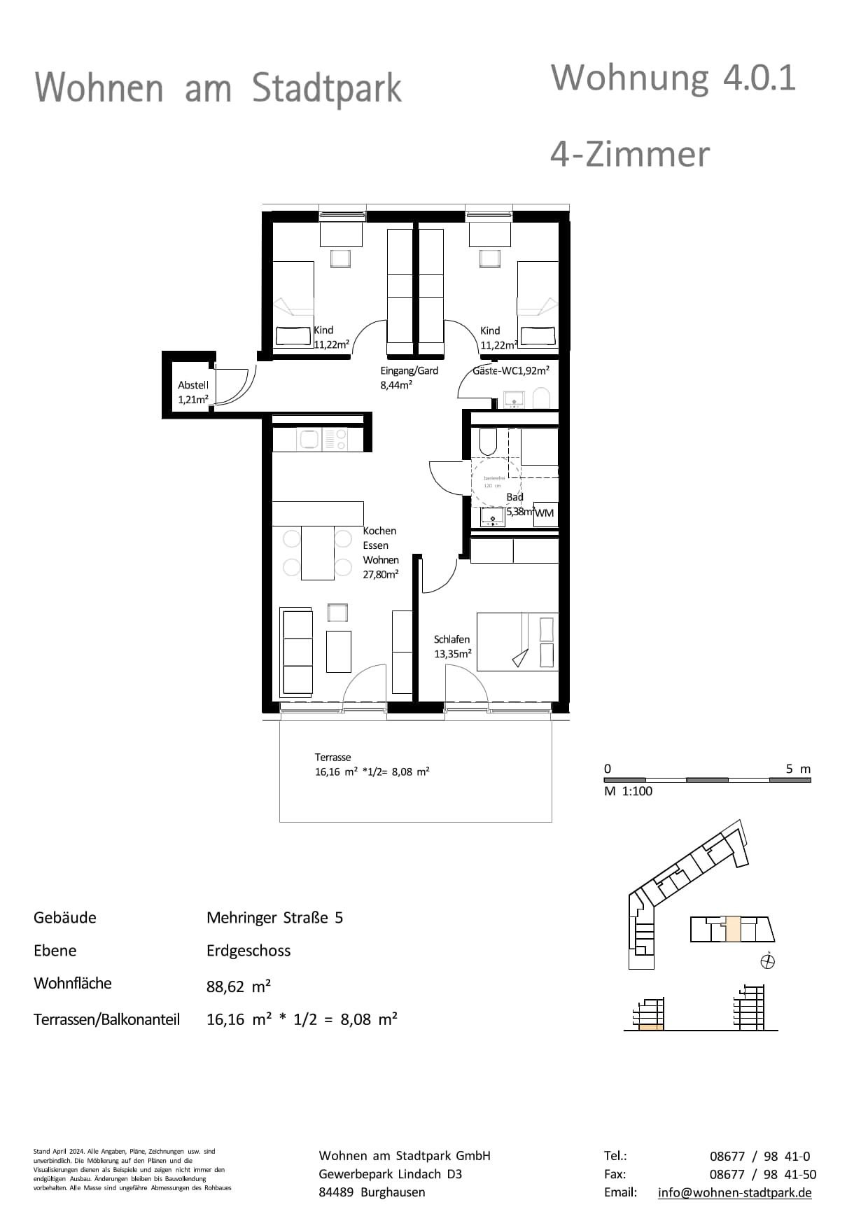 Terrassenwohnung zum Kauf provisionsfrei als Kapitalanlage geeignet 486.000 € 4 Zimmer 88,6 m²<br/>Wohnfläche Mehringer Straße 5 Burghausen Burghausen 84489