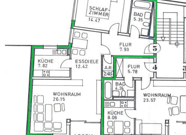 Wohnung zur Miete 1.170 € 2,5 Zimmer 78 m² Geschoss 1/3 frei ab 01.06.2026 Bibrastraße 15 Altstadt Würzburg 97070