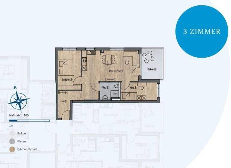 Wohnung zum Kauf provisionsfrei 439.000 € 3 Zimmer 74,6 m² Großheppacher Straße 46 Endersbach Weinstadt-Endersbach 71384