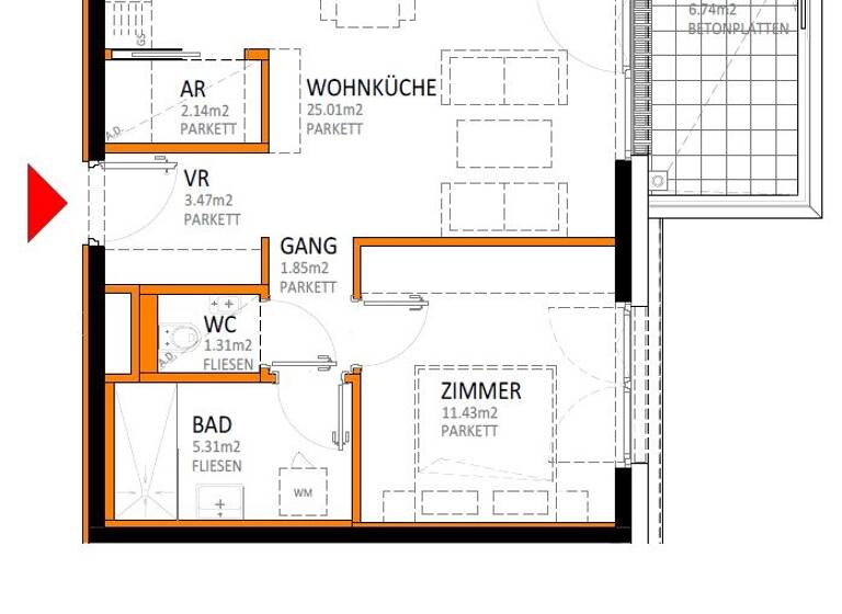 Wohnung zum Kauf 314.000 € 2 Zimmer 50,5 m² 4. Geschoss Laxenburger Straße 151 Wien 1100