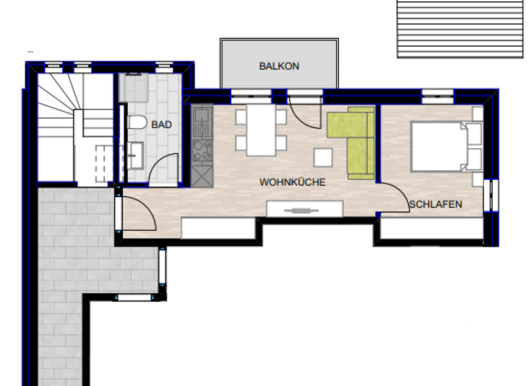Wohnung zur Miete 500 € 2,5 Zimmer 38 m² 1. Geschoss frei ab sofort Tuttlingen 78532