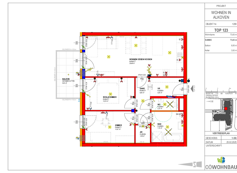 Wohnung zur Miete - Erstbezug 966 € 3 Zimmer 73,8 m² 1. Geschoss Am Dorfplatz 2 Alkoven 4072