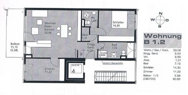 Wohnung zur Miete 1.330 € 3 Zimmer 81 m² 1. Geschoss frei ab 01.05.2025 Kupferschmiedshof Altstadt / St. Sebald Nürnberg 90403