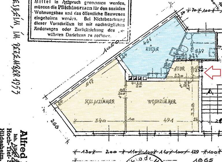 Wohnung zur Miete 420 € 2 Zimmer 48 m² Geschoss 1/2 frei ab sofort Ost Hildesheim 31134