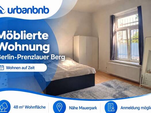 Wohnung zur Miete auf Zeit 1.150 € 1 Zimmer 48 m² frei ab 31.12.2026 Schwedter Straße Prenzlauer Berg Berlin 10435