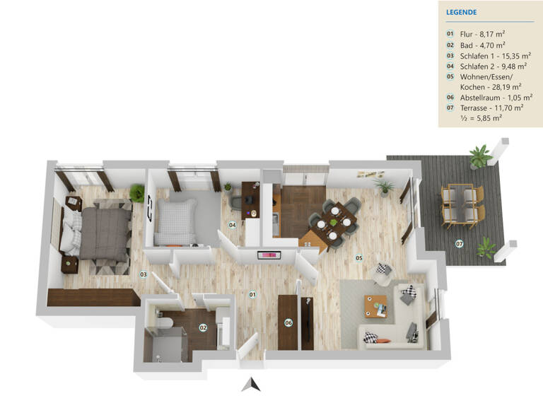 Wohnung zur Miete - Erstbezug 830 € 3 Zimmer 72,8 m² 1. Geschoss Wissinger Mark 16 Wissingen Bissendorf / Wissingen 49143