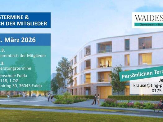 Wohnung zum Kauf - Neubau provisionsfrei 62.000 € 2 Zimmer 57,8 m² EG Innenstadt Fulda 36037