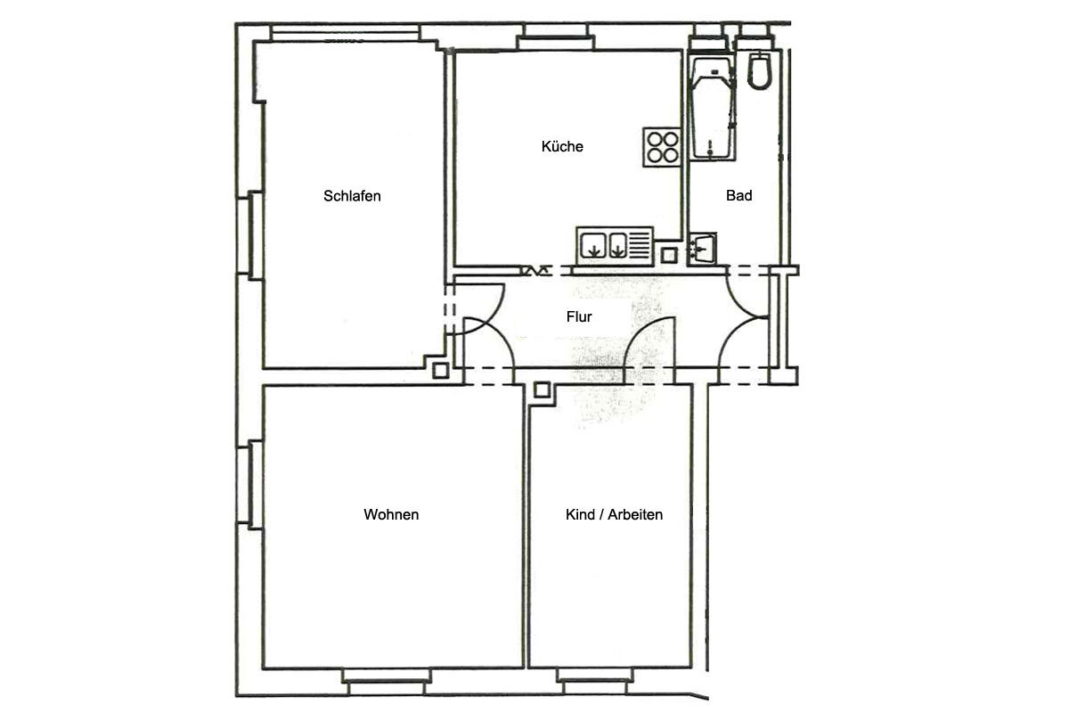 Wohnung zur Miete 695 € 3 Zimmer 69,1 m²<br/>Wohnfläche EG<br/>Geschoss Wormser Straße 59b Striesen-Ost (Jacobistr.) Dresden 01309