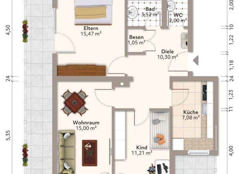 Wohnung zum Kauf 485.000 € 3 Zimmer 76,2 m² 2. Geschoss Unterhaching 82008