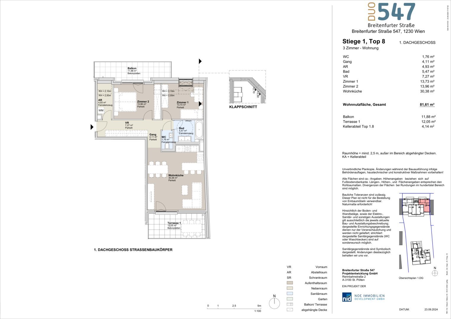 Wohnung zum Kauf provisionsfrei 614.300 € 3 Zimmer 81,6 m²<br/>Wohnfläche Wien 1230