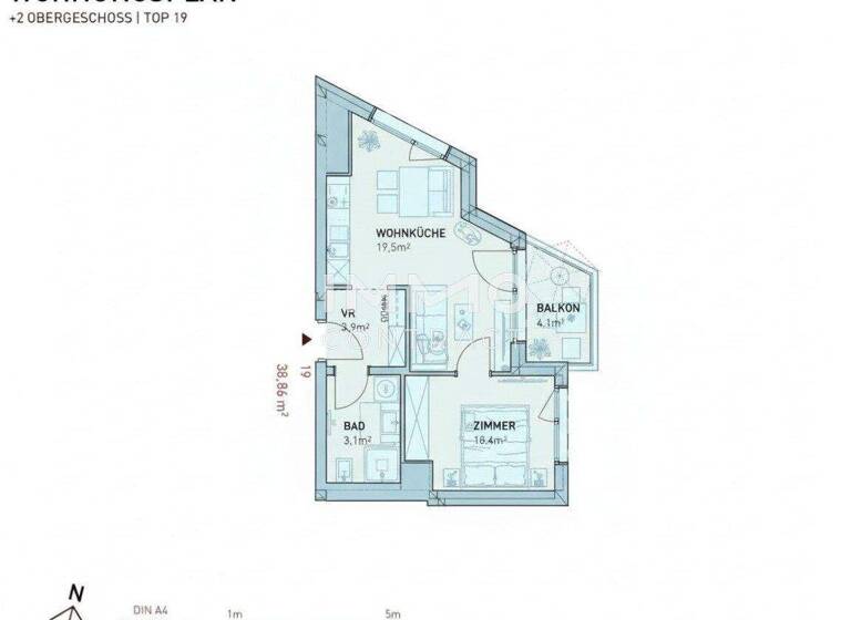 Wohnung zum Kauf - Erstbezug provisionsfrei 265.500 € 2 Zimmer 38,9 m² 2. Geschoss frei ab 30.11.2027 Donaufelder Straße 104 Wien 1210