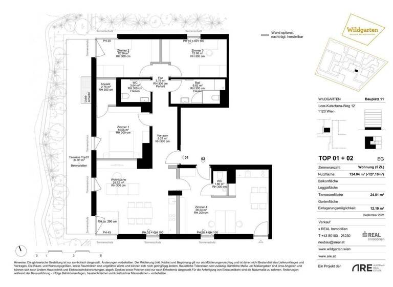 Wohnung zum Kauf provisionsfrei 459.000 € 5 Zimmer 124 m² EG Lore-Kutschera-Weg 12 Wien 1120