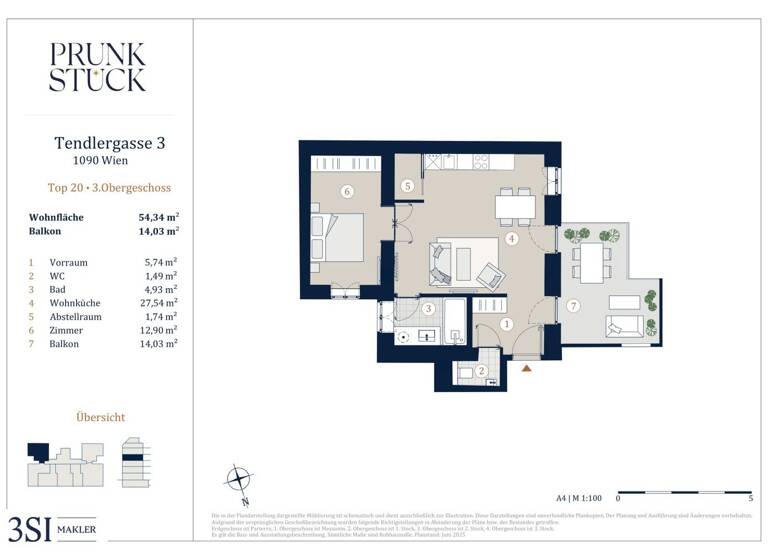 Wohnung zum Kauf - Erstbezug 549.000 € 2 Zimmer 54,3 m² 4. Geschoss Tendlergasse 3 Wien 1090