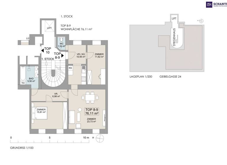Wohnung zum Kauf 369.000 € 3 Zimmer 76,1 m²<br/>Wohnfläche 2.<br/>Geschoss Geibelgasse Wien 1150