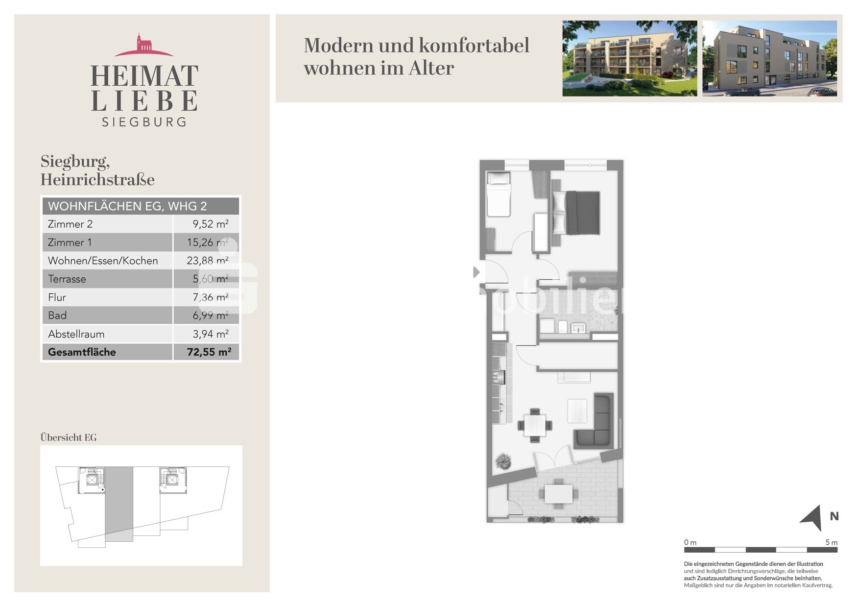 Wohnung zum Kauf 385.000 € 3 Zimmer 72,6 m²<br/>Wohnfläche EG<br/>Geschoss Wahllokal 62 Siegburg 53721