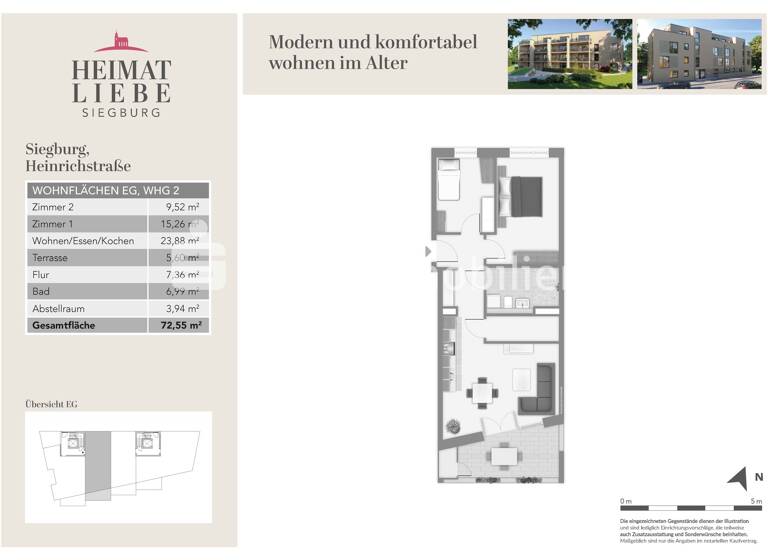 Wohnung zum Kauf 385.000 € 3 Zimmer 72,6 m²<br/>Wohnfläche EG<br/>Geschoss Siegburg Siegburg 53721