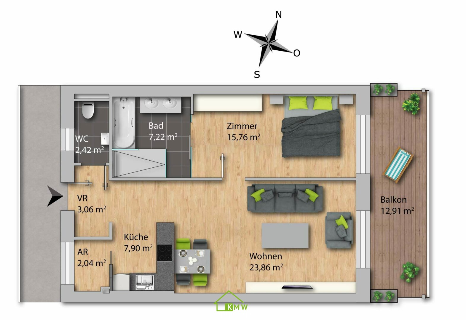 Wohnung zur Miete 1.050 € 2 Zimmer 61,4 m²<br/>Wohnfläche Krems an der Donau Krems an der Donau 3500