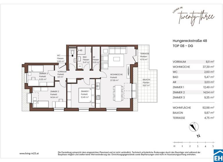 Wohnung zum Kauf - Erstbezug 531.763 € 4 Zimmer 93 m² 3. Geschoss Hungereckstraße Wien 1230
