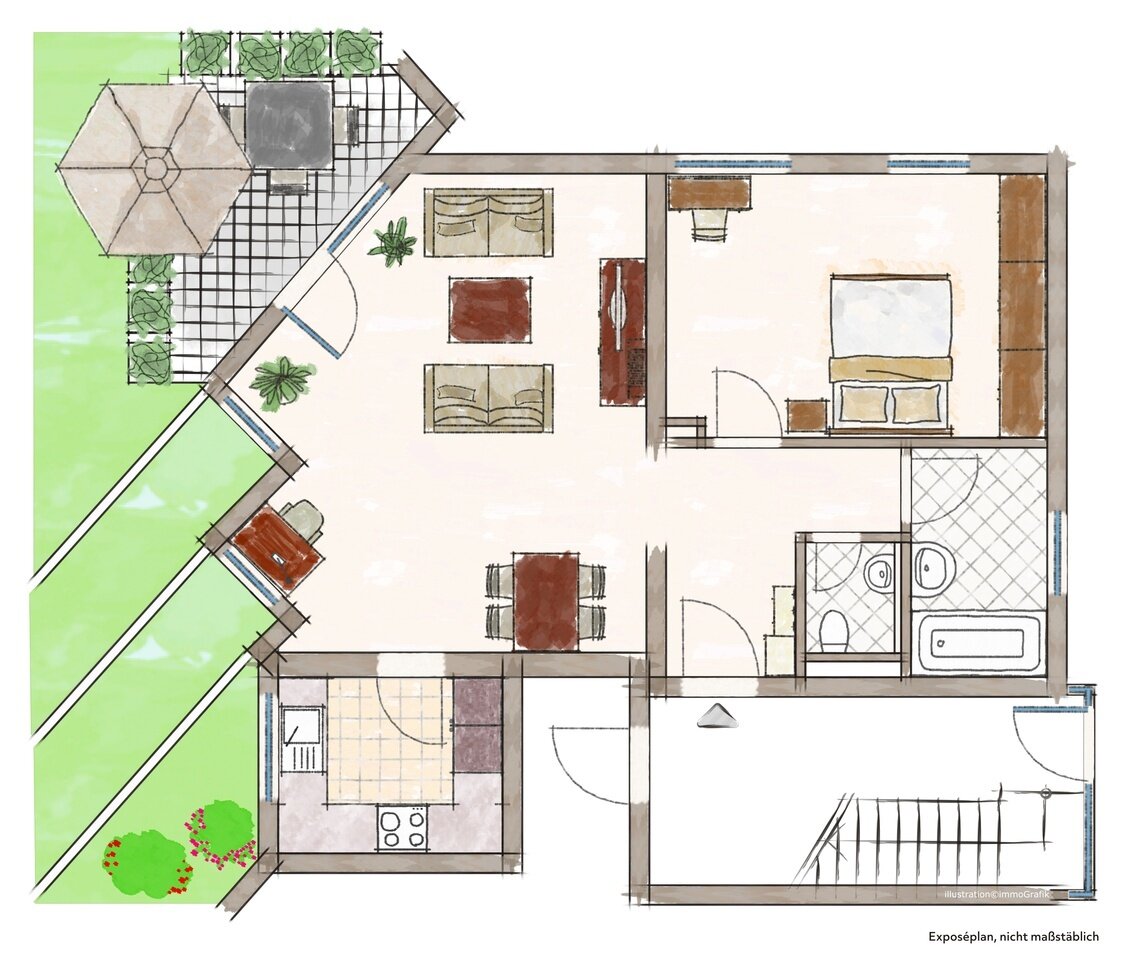 Terrassenwohnung zum Kauf 239.000 € 2 Zimmer 60 m²<br/>Wohnfläche EG<br/>Geschoss Wehinger Weg 16 Sillenbuch Stuttgart 70619