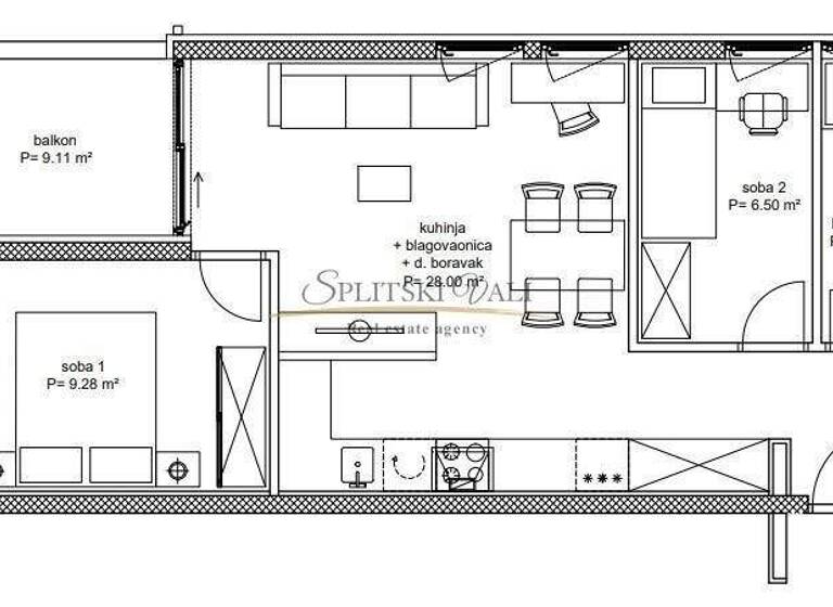 Wohnung zum Kauf 326.000 € 2 Zimmer 58 m² 2. Geschoss Split