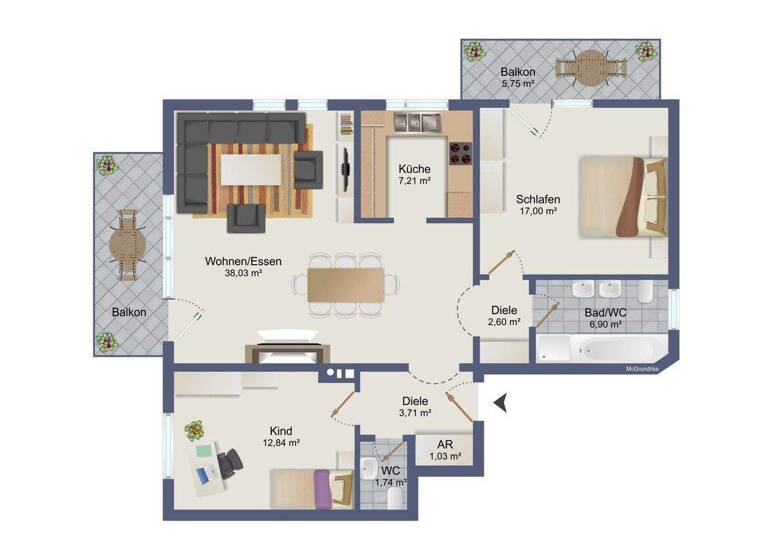Wohnung zur Miete 970 € 3 Zimmer 95,2 m² frei ab 01.07.2026 Iffezheim 76473
