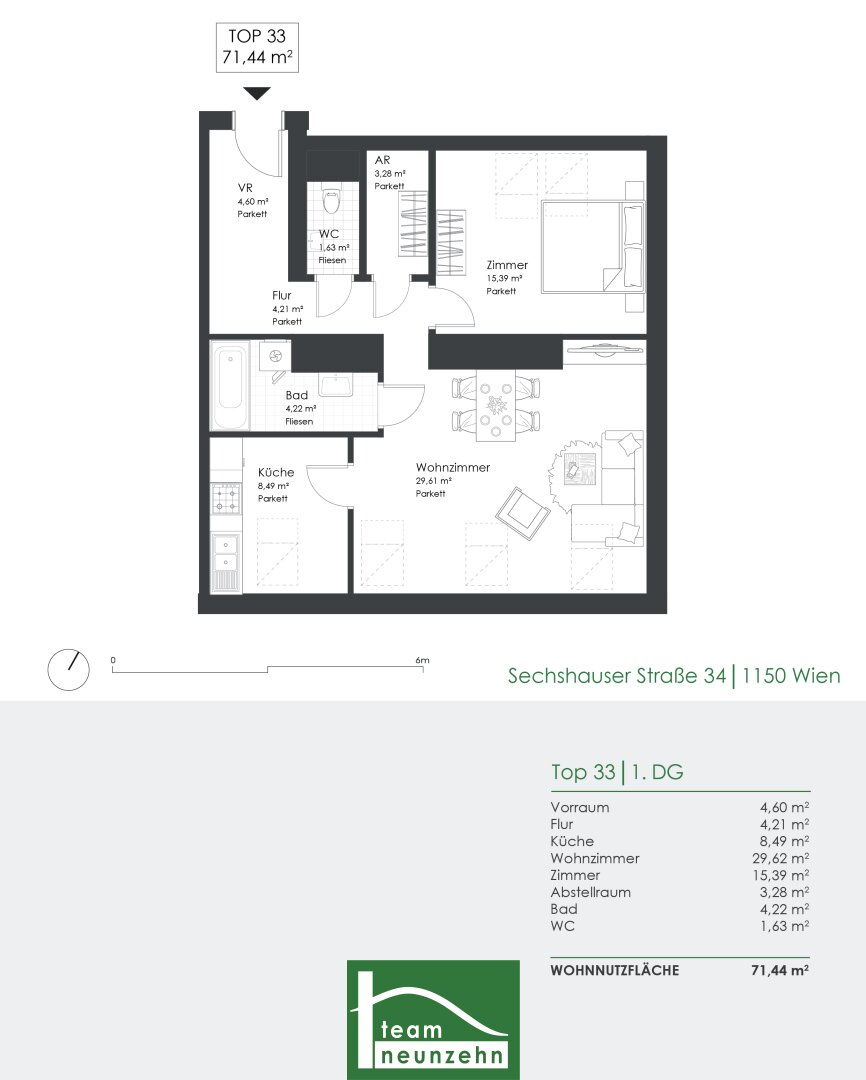 Wohnung zur Miete 794 € 2 Zimmer 71,3 m²<br/>Wohnfläche Sechshauser Straße 34 Wien 1150