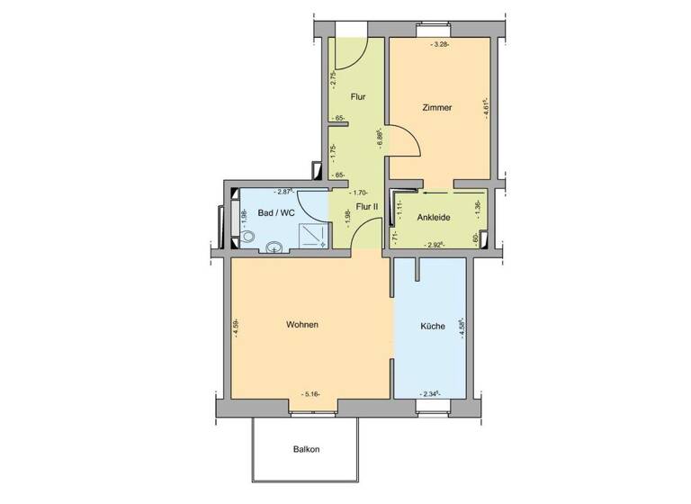 Wohnung zur Miete 965 € 2 Zimmer 76,6 m² 2. Geschoss Albin-Köbis-Str. 10 Markgrafenheide Rostock 18146