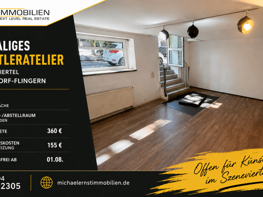 Ausstellungsfläche zur Miete provisionsfrei 360 € 1 Zimmer 48 m² Verkaufsfläche Hermannstraße 38 Flingern Nord Düsseldorf 40233