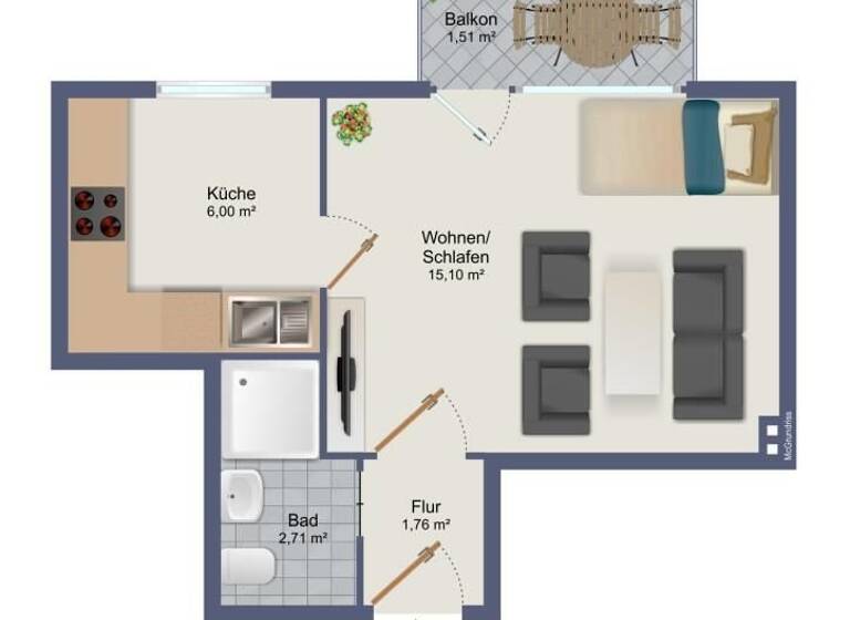 Wohnung zum Kauf provisionsfrei 96.000 € 1 Zimmer 27,1 m²<br/>Wohnfläche 1.<br/>Geschoss Gerastraße 3 Lehe Bremen 28359