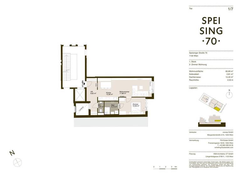 Wohnung zum Kauf - Erstbezug 449.000 € 2 Zimmer 60,4 m² 1. Geschoss frei ab 01.06.2026 Speisinger Straße Wien 1130