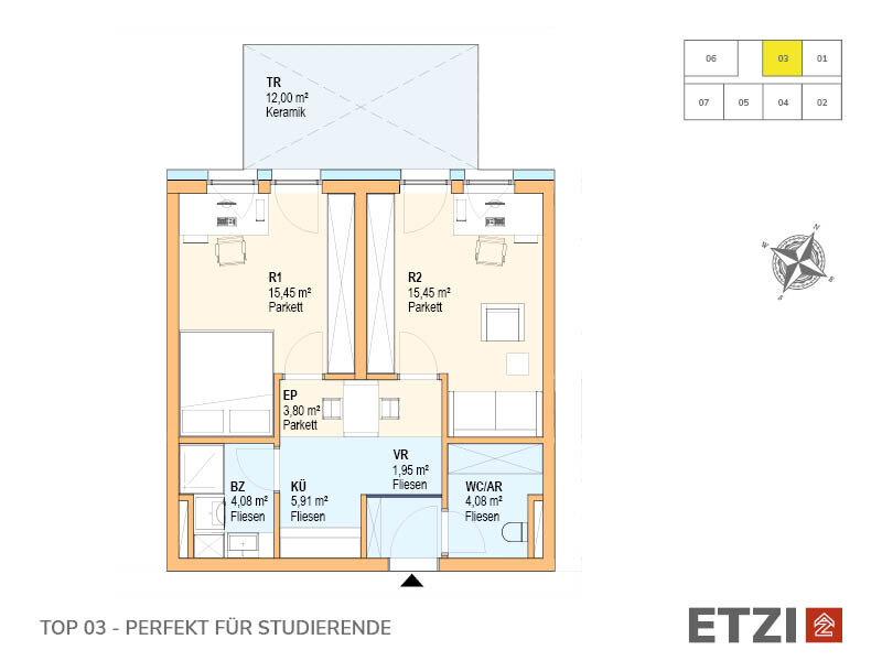 Wohnung zum Kauf provisionsfrei 259.500 € 2 Zimmer 50,7 m²<br/>Wohnfläche Mautern an der Donau 3512