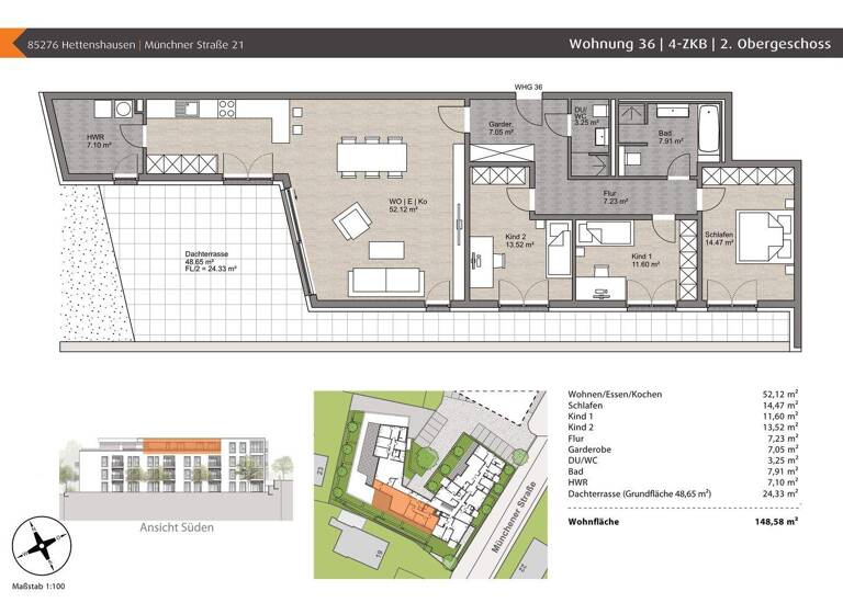 Penthouse zum Kauf - Erstbezug provisionsfrei 999.000 € 4 Zimmer 148,6 m² 3. Geschoss Münchner Straße 21 Reisgang Pfaffenhofen an der Ilm 85276