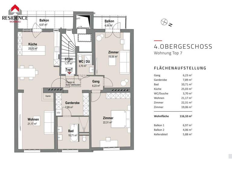 Wohnung zum Kauf 1.450.000 € 3 Zimmer 116,1 m² 4. Geschoss Salzburg 5020
