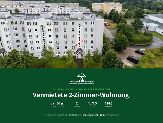 Wohnung zum Kauf provisionsfrei 110.000 € 2 Zimmer 56 m² 1. Geschoss Friedrich-Schlie-Str. 15 Krebsförden Schwerin 19061