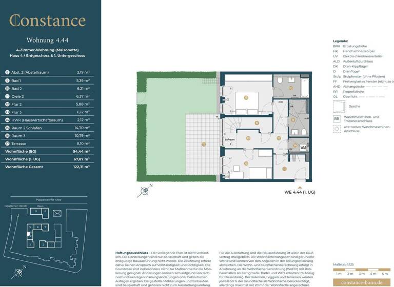 Maisonette zum Kauf - Erstbezug 889.000 € 4 Zimmer 122,3 m² 1. Geschoss Poppelsdorf Bonn 53115