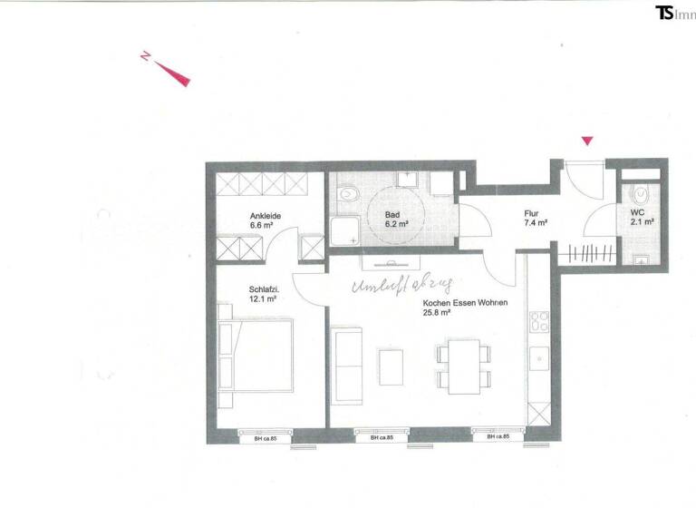 Wohnung zur Miete 900 € 2 Zimmer 2. Geschoss frei ab 01.04.2026 Schruns 6780