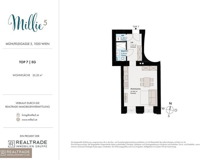 Studio zum Kauf 189.000 € 1 Zimmer 35,3 m² EG Mühlfeldgasse 5 Wien 1020