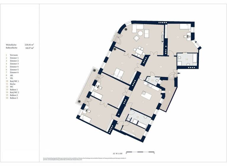 Wohnung zum Kauf 2.490.000 € 6 Zimmer 228,5 m² 5. Geschoss Wien 1090